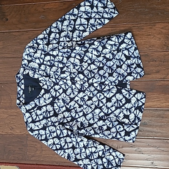 Talbots Navy blue & white 3/4 length sleeve jacket size 6 - Picture 1 of 9